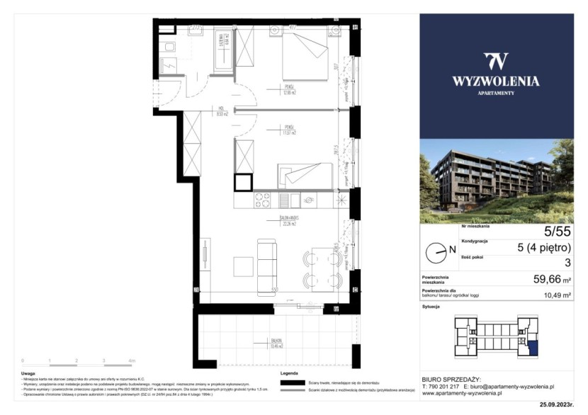 Mieszkanie 5/55 - cena 12 400 zł/m2