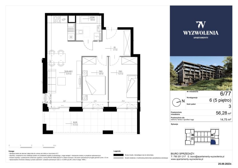 Mieszkanie 6/77 - cena 12 800 zł/m2